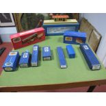 A Hornby Dublo Two Rail TPO Set, boxed. Plus a quantity of three rail rolling stock, a D1 Island