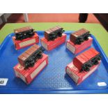 Five Boxed Hornby Dublo Two Rail Rolling Stock Vans, comprising of #4301 Banana Van (2), #4318