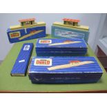 Four Hornby DI Island Platform, plus one platform extension, all boxed, good to plaworn.