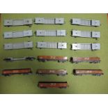 Sixteen Hornby Dublo Three Rail Rolling Stock Wagons, comprising of six #32050 Eight Wheeled Brick