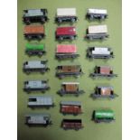 An Assortment of Twenty Hornby Dublo Three Rail Wagons, all playworn.