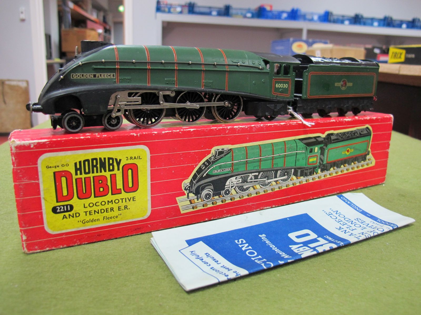 A Hornby Dublo No. 2211 Two Rail 4-6-2 A4 'Golden Fleece', overall very good. Boxed with