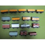 Sixteen Hornby Dublo Two Rail Rolling Stock Wagons, Tankers and Vans, including Prestwin Silo Wagon,