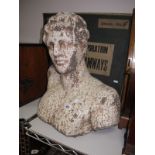 A Late XX Century Pottery Classical Bust, with crackeleure effect, 47cm high.