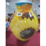 Dennis China, sunflower vase, 'S.T. Des' 'VMW' No. 13 under base, 25.5cm tall.