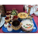 Devon and Torquay 'Motto' Ware, including, candlesticks, tulip vase, jugs, inkwell, plates, etc:-