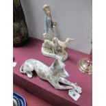 A Lladro Seated Dalmation Dog, D'art SA Figure Group. (2)