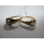 A Gent's 18ct Gold Single Stone Diamond Ring, the old cut stone reeded claw set; together with a 9ct