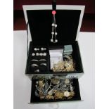 "9ct Sil" Rings, stud earrings including "375" and "925", chains, pendants, ladies wristwatches,