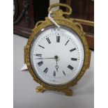 A. W. Mayer in Wien Oval Enamel Dial Table Clock, with gilt metal frame having easel back.