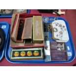 'Superfine' Magic Lantern Slides, satirical and other. A Beaded bag, etc:- One Tray