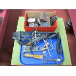 A Horse's Harness, bits, hardwood wedge, letter box frame, cast iron, camera's including box