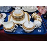 A Wedgwood Bone China "Ascot" Pattern Tea Service, comprising bread and butter plate, six tea