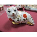 A Royal Crown Derby Imari Seal Cub Paperweight, stopper.