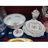 A Coalport 'Ming Rose' Twin Handled Vase and Cover, matching large bowl and shallow dish, Aynsley '