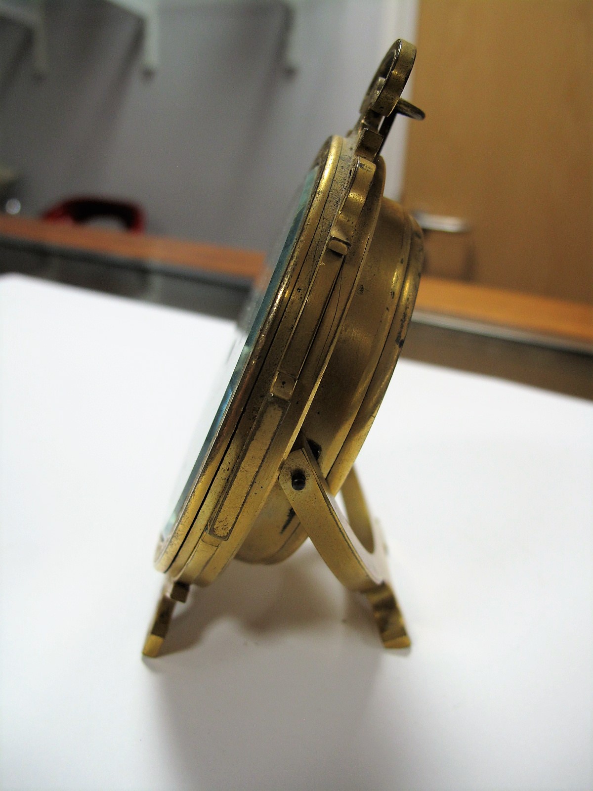 A. W. Mayer in Wien Oval Enamel Dial Table Clock, with gilt metal frame having easel back. - Image 7 of 9