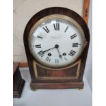 An Oak Dome Cased Mantel Clock, with G.B & E French eight day movement, bearing retailers label '