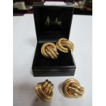 Two Pairs of 9ct Gold Earrings, of similar design.