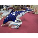 A Royal Crown Derby Imari Dolphin Paperweight, date code for 1987 gold stopper.