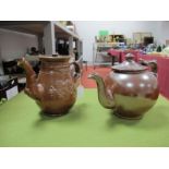 A Mid XIX Century Brampton Brown Salt Glazed Stoneware Teapot and Cover, of plain globular form,