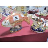 A Royal Crown Derby Imari Fish Paperweight, date code for 1986, 2nd quality, no stopper and a