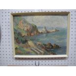Harold Edmunds Crute (Devon) 1888-1975 Artist 'Anstey's Cove Torquay' Oil on Board, signed lower