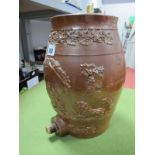 A Mid XIX Century Brampton Brown Salt Glazed Stoneware Barrel, applied with the Royal Crest below