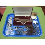 Costume Brooches, necklaces, etc:- One Tray