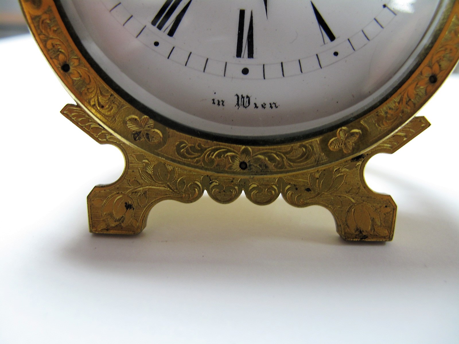 A. W. Mayer in Wien Oval Enamel Dial Table Clock, with gilt metal frame having easel back. - Image 3 of 9