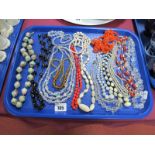 Vintage Costume Bead Necklaces, etc:- One Tray