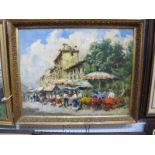 I. Rosseau, French Street Scene, oil on board, 38.5 x 48.5cm, signed lower left.