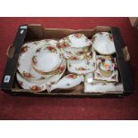 Royal Albert 'Old Country Roses', cake stand, bowl, vase, two dishes, photo frame, six place mats,