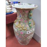 A Large Late XX Century Chinese Pottery Floor Vase, decorated with figures, famille rose,