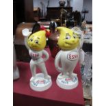 Two Esso Advertising Figures 'Herr Tropf' and 'Frau Tropf', in painted metal, approximately 23cm