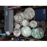 A Waterford Crystal Clock, boxed), Duchess and Royal Albert tea ware, etc:- One Tray