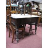 A XX Century Pine Kitchen Table, with single drawer on turned legs.