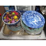 A Pair of Chinese Style Plates, Copeland Spode blue and white bowl, etc.