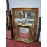 A Rectangular Shaped Gilt Mirror, with a bevelled glass, together with a XIX Century style gilt
