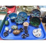 A Collection of Modern Cloisonné Decorative Wares, including miniature shallow chargers, trinket