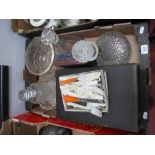 Cased Fish Knives Forks, other cutlery, cut glass posy bowl, pressed glass decanters, etc:- One Box