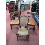 A Pair of XIX Century Mahogany Dining Chairs, with upholstered seats, reeded legs, together with