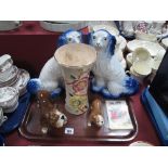 A Pair of XIX Century Style Staffordshire Dogs, Sylvac figure of a bulldog, Mollie Grey postcards,