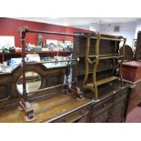 An Early XX Century Oak Towel Rail, with shaped supports; together with a XIX mahogany towel rail (