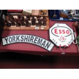 An Esso Advertising Coat Hook One Shilling 5d Per Gallon!, in painted metal, 24cm wide. A '