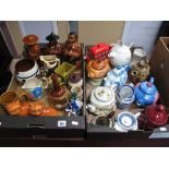 A Collection of Teapots, including novelty, Cottage ware, bachelors teapot, onion jar, figural