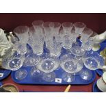 Cut Glass Champagnes, Wine, Liqueur and Other Drinking Glasses:- One Tray