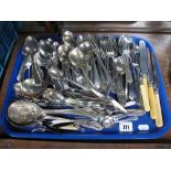 Plated Cutlery, forks, teaspoons, sugar tongs, etc:- One Tray