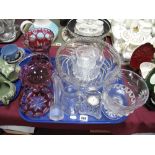 Cut Glass Champagnes, wine, liqueur and other drinking glasses:- One Tray