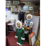 Three Circa 1980's Outdoor Figural Free Standing Automata, comprising Bavarian bearded man with