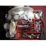 E.P.N.S Sugar Tongs, teaspoons, mustard spoons, Viners of Sheffield stainless steel cutlery,